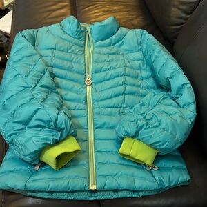 Spyder Teal Puffer Jacket with Lime Accents